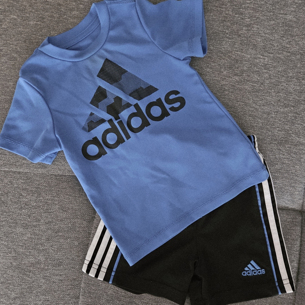 Adidas Kids Blue Tee and Black Shorts Set